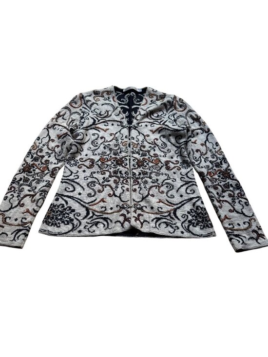 Simply Natural Sweaters - Simply Natural Size S Beige & Black Alpacal Peru Embroidered Cardigan